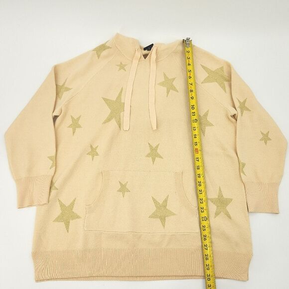 Torrid Hooded Sweater Tunic Womens Plus Size 1X Metallic Gold Stars Fall Winter - Picture 5 of 10